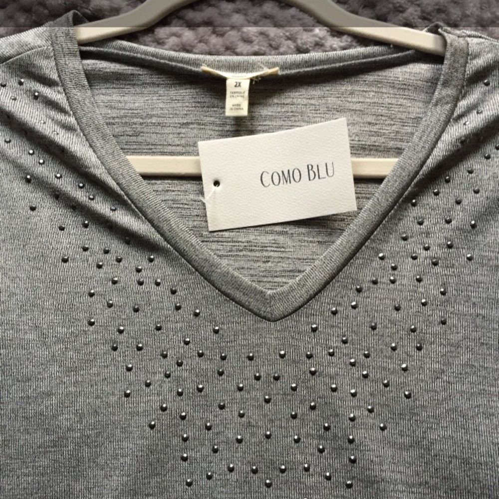Como Blu Plus Size Knit Top Color Gray. - Picture 6 of 8